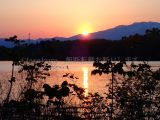 岩手県 盛岡市 御所湖 岩手山に沈む夕日