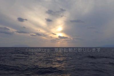 おがさわら丸からの夕日